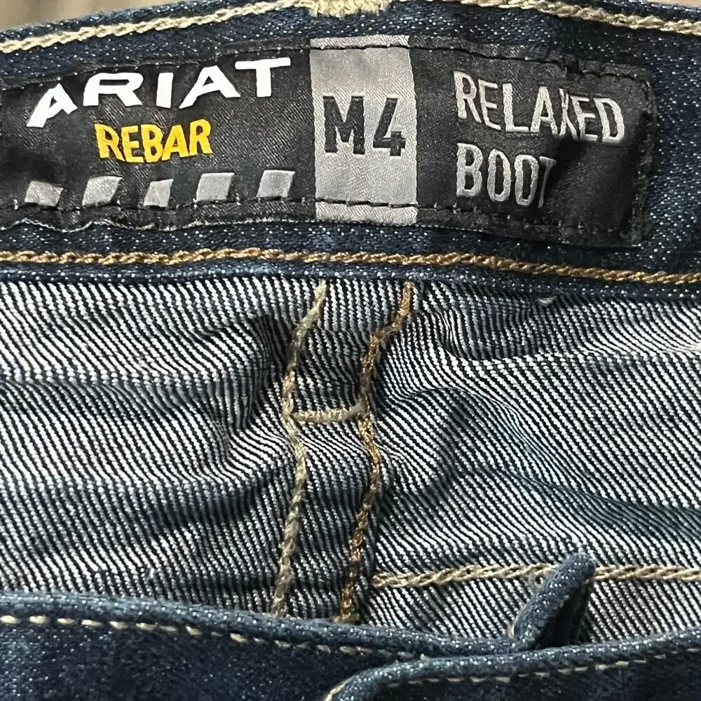 NWOT Ariat Rebar M4 Relax Boot Jeans Mens 42x30 Dark Wash DuraStretch Work Denim
